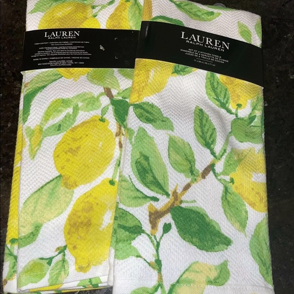 🎉HP🎉Lauren Ralph Lauren 8pc Lemon Kitchen Set—4 Towels 2 mats 2 mini mitts🍋 - Picture 7 of 15